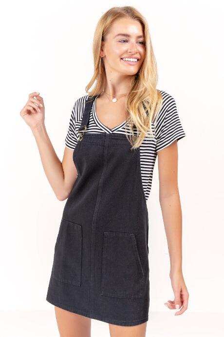 Francesca's Tisha Overall Dress - Black