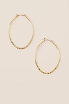 Francesca's Odine Hammered Oval Hoop Earring - Gold