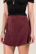Francesca's Hailea Washed Satin A Line Skirt - Burgundy