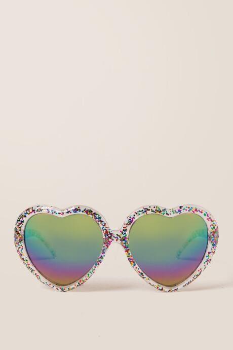 Francesca's Penelope Rainbow Heart Sunglasses - Multi