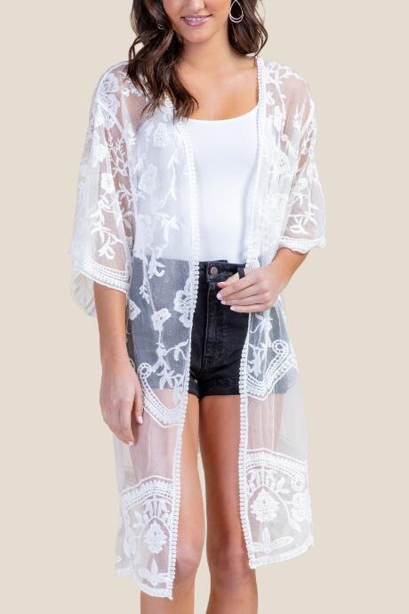 Francesca's Vera Lace Kimono - Ivory