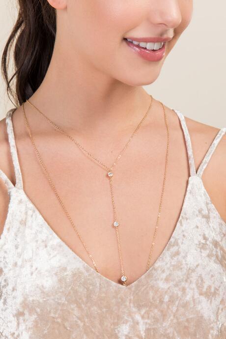 Francesca's Sophia Draped Crystal Body Chain - Gold