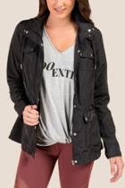 Francesca's Ella Short Anorak - Black