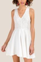 Francesca Inchess Peyton V-neck Lace Combo Dress - White