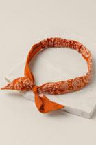 Francesca's Lisa Bandana Print Bow Headwrap In Rust - Rust