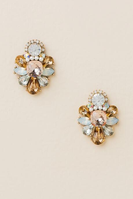 Francesca's Sarella Crystal Statement Studs In Blush - Crisp Champagne