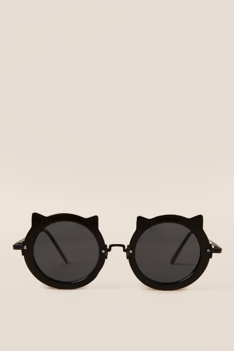 Francesca's Jules Kitty Cat Round Sunglasses - Black