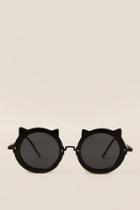 Francesca's Jules Kitty Cat Round Sunglasses - Black