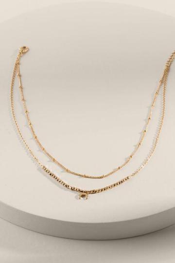 Francesca's Margot Mini Bullhorn Layered Necklace - Gold