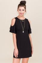 Alya Aisha Ruffle Lattice Back Dress - Black