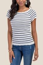 Francesca's Emily Scallop Neck Top - Navy