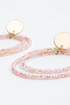 Francesca's Kyleigh Beaded Double Circle Drop Earrings - Pale Pink