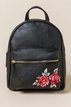 Francesca's Brooke Rose Embroidered Backpack - Black