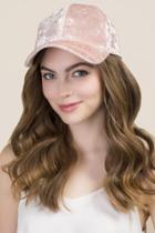 Francesca's Megan Crushed Velvet Baseball Cap - Blush