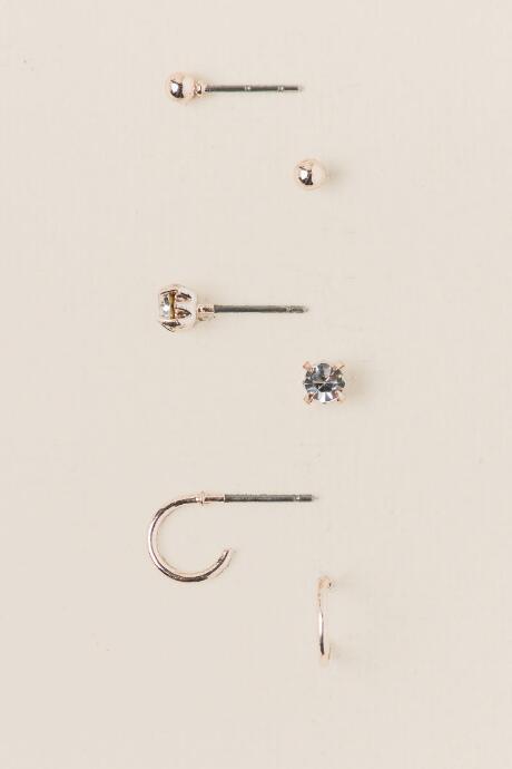 Francesca's Sanchia Stud Earring Set In Rose Gold - Rose/gold