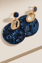 Francesca's Madison Marbled Resin Circle Drop Earrings - Navy