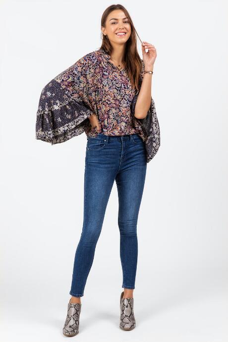 Francesca's Bellarie Paisley Blouse - Navy