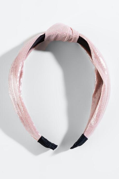 Francesca's Lucia Metallic Top Knot Headband - Blush