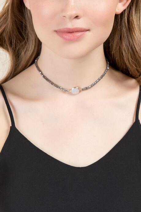 Francesca's Tahiry Beaded Pearl Choker - Gray