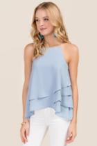 Miami Jenny High Neck Tiered Layer Tank - Oxford Blue