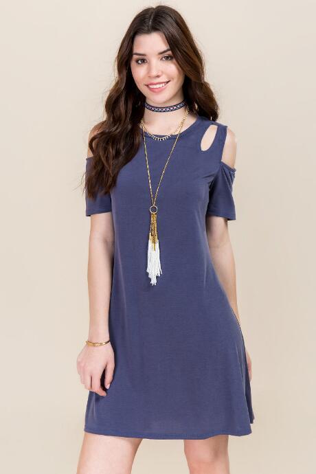 Francesca's Susie Cutout Shift Dress - Navy