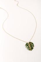 Francesca's Ingrid Palm Leaf Pendant - Green