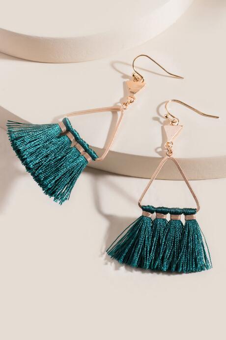 Francesca's Joelle Tassel Earrings - Forest