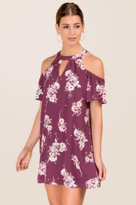 Mi Ami Wendy Cold Shoulder Gigi Shift Dress - Purple