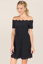Mi Ami Killian Scallop Edge A-line Dress - Black