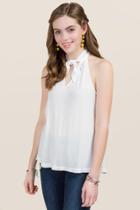 Alya Calson Halter Bow Neck Tank - White