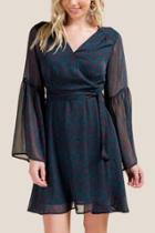 Francesca's Olivia Floral Wrap Dress - Pine