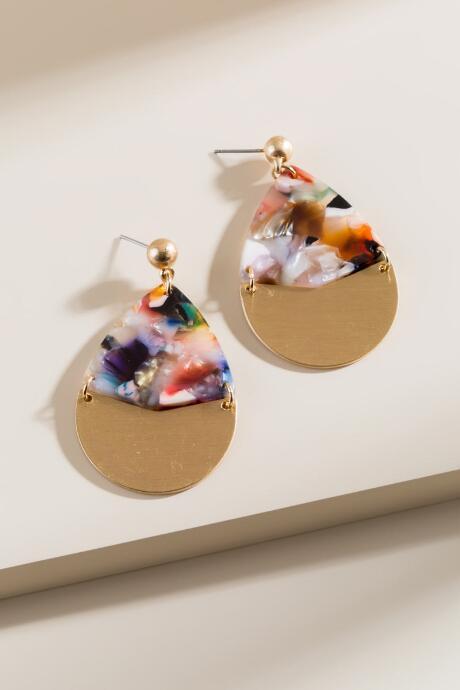 Francesca's Jada Marbled Resin Teardrop Earrings - Multi