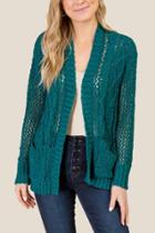 Francescas Sienna Cable Knit Cardigan - Forest