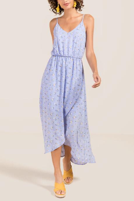 Francesca Inchess Kira Asymmetrical Floral Maxi Dress - Oxford Blue