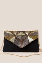 Francesca's Juilette Embellished Envelope Clutch - Black