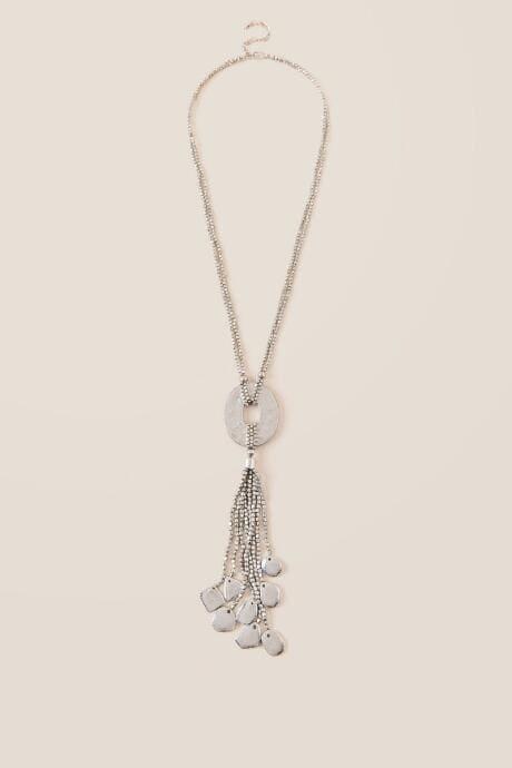 Francesca's Emilia Metal Tassel Pendant - Silver