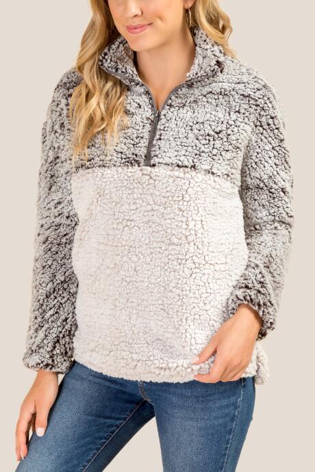 Francesca's Seeley Quarter Zip Wubby Jacket - Black