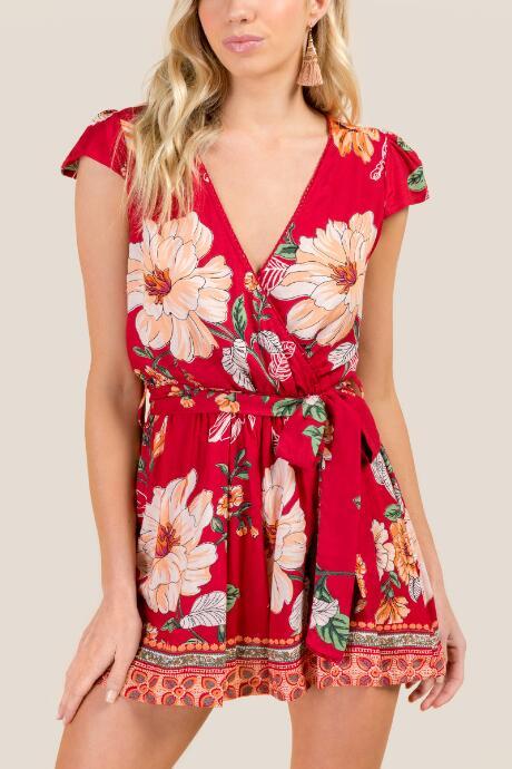 Francesca Inchess Donika Wrap Romper - Red