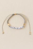 Francesca's Namaslay Pull Tie Bracelet - Gray