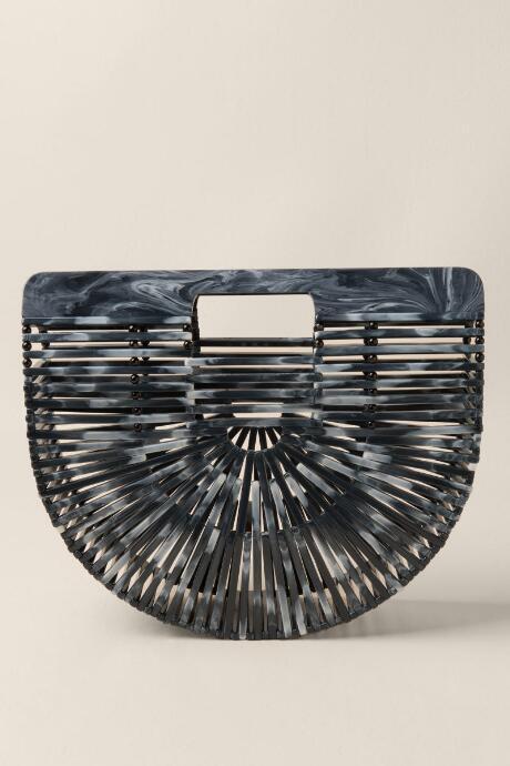 Francesca's Lela Marble Arc Clutch In Black And White - Black/white