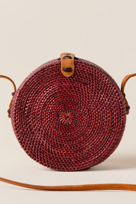 Francesca's Colette Round Crossbody In Burgundy - Burgundy