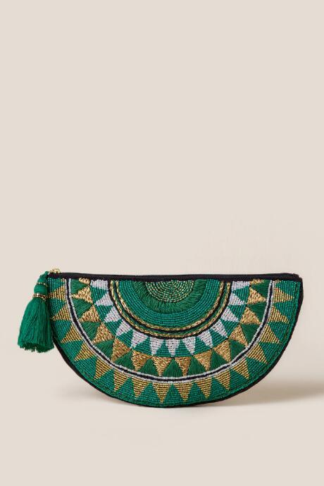Francesca's Samba Beaded Clutch In Green - Green