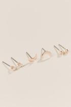 Francesca's Moon Cubic Zirconia Studs Set In Rose Gold - Rose/gold