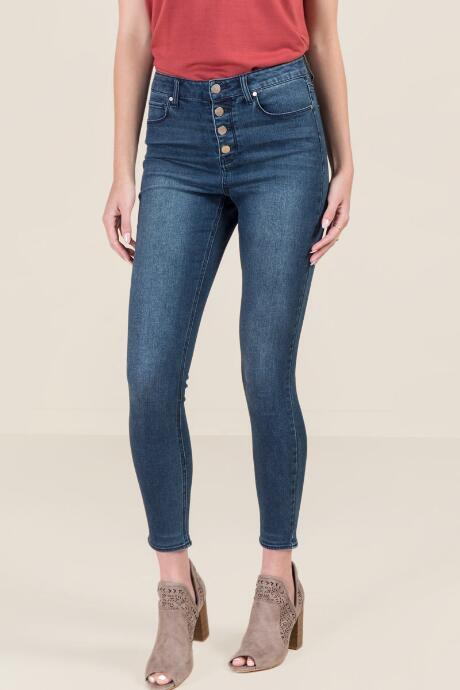 Francesca's Newlyn High Rise Button Front Jeans - Dark