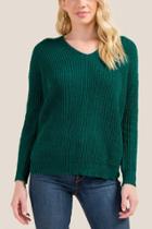 Francesca's Karly Open Back Sweater - Forest