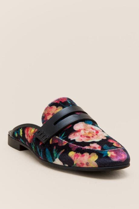 Francesca's Paisley Floral Mule - Black