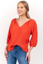 Francesca Inchess Sharon Peasant Neck Blouse - Bright Red