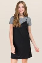 Blue Rain Rosalie Striped Layered Shirt Dress - Black