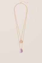 Francesca's Semi Precious Teardrop Layered Necklace - Purple