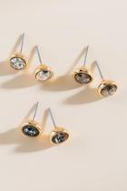 Francesca's Ashlynn Glass Stone Stud Earring Set - Black